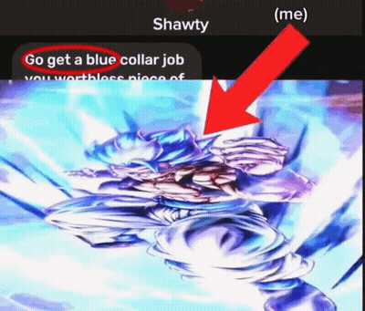 A Screenshot Of A Message From Shawty That Says Go Get A Blue Collar Job On It GIF
