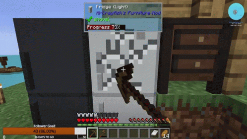 A Screenshot Of A Minecraft Game Shows The Progress Of A Fridge Light GIF