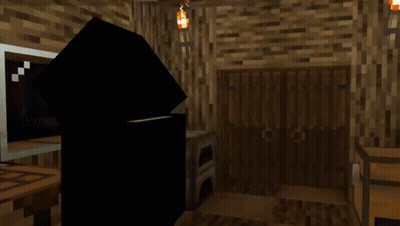 A Screenshot Of A Minecraft Game With A Smiley Face In The Doorway GIF