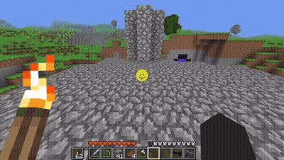 A Screenshot Of A Minecraft Game With A Yellow Smiley Face GIF