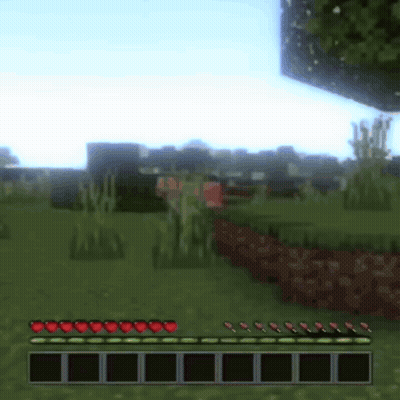 A Screenshot Of A Minecraft Game With Hearts On The Bottom GIF