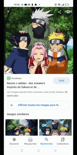 A Screenshot Of A Naruto X Adidas Ad On A Phone Screen GIF