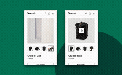 A Screenshot Of A Nomad 'S Website Shows A Studio Bag For $ 499.00 GIF