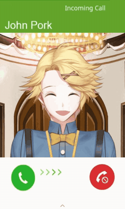 A Screenshot Of A Phone Call With John Pork On It GIF