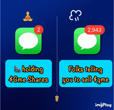 A Screenshot Of A Phone Screen Showing Holding Gme Shares And Folks Telling You To Sell GIF