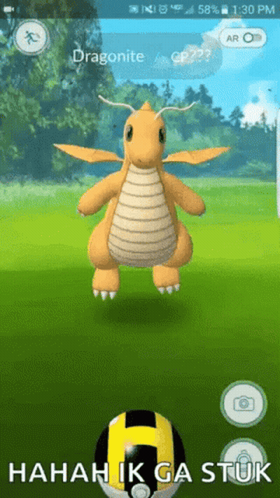A Screenshot Of A Pokemon Game With A Dragon Standing Next To A H Ball GIF