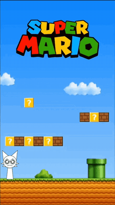 A Screenshot Of A Super Mario Game With A Cat In The Background GIF