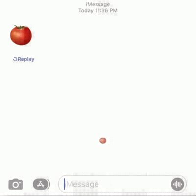 A Screenshot Of A Text Message With Tomatoes Floating In The Air GIF