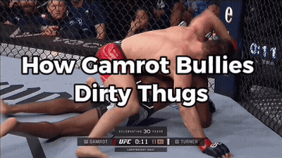 A Screenshot Of A Ufc Fight With The Words How Gamrot Bullies Dirty Thugs On The Bottom GIF