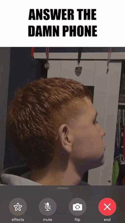 A Screenshot Of A Video Call With The Words Answer The Damn Phone GIF