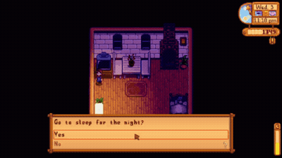 A Screenshot Of A Video Game Asking The Player To Sleep For The Night GIF