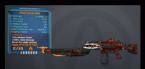 A Screenshot Of A Video Game Called Borderlands Showing The Damage Of The Attack Sarchardon GIF