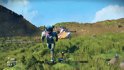 A Screenshot Of A Video Game Called Funnyland Shows A Person Running In The Grass GIF