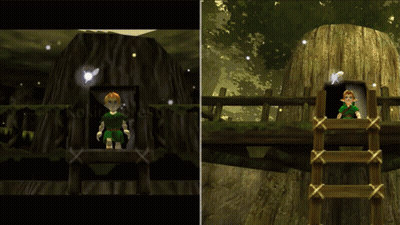 A Screenshot Of A Video Game Shows A Boy In Kokiri Forest GIF