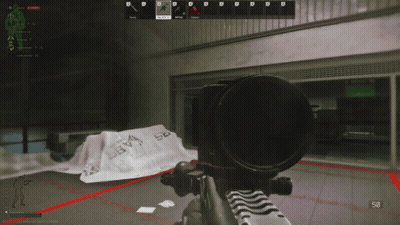 A Screenshot Of A Video Game Shows A Bullet Going Through A Broken Window GIF