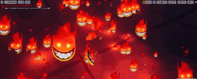 A Screenshot Of A Video Game Shows A Bunch Of Flames With Smiley Faces On Them GIF