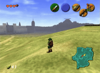 A Screenshot Of A Video Game Shows A Castle In The Distance GIF