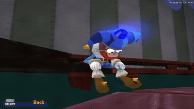 A Screenshot Of A Video Game Shows A Character Jumping In The Air With The Back Button Visible GIF
