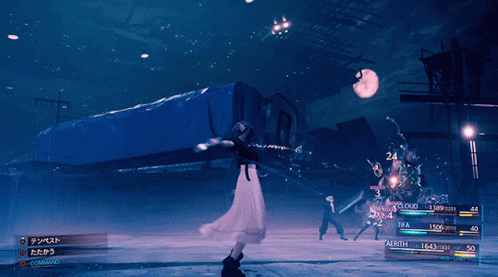 A Screenshot Of A Video Game Shows A Character With The Name Aerith On The Screen GIF