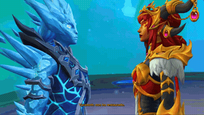 A Screenshot Of A Video Game Shows A Dragon And A Woman Talking GIF