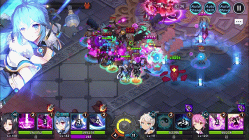 A Screenshot Of A Video Game Shows A Girl With Blue Hair Fighting A Purple Monster GIF