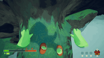 A Screenshot Of A Video Game Shows A Glowing Green Glove And A Glowing Red Glove GIF