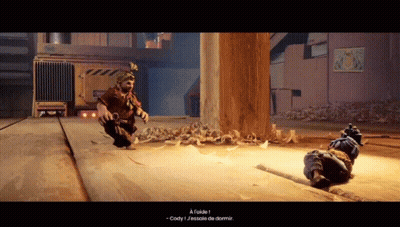 A Screenshot Of A Video Game Shows A Gnome Talking To Another Gnome Who Is Laying On The Ground GIF