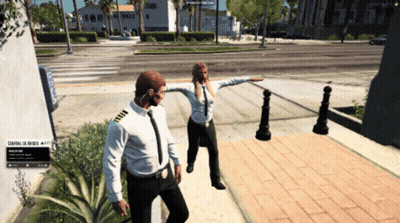 A Screenshot Of A Video Game Shows A Man And A Woman In Uniform GIF
