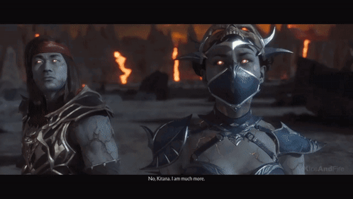 A Screenshot Of A Video Game Shows A Man And A Woman Standing Next To Each Other GIF