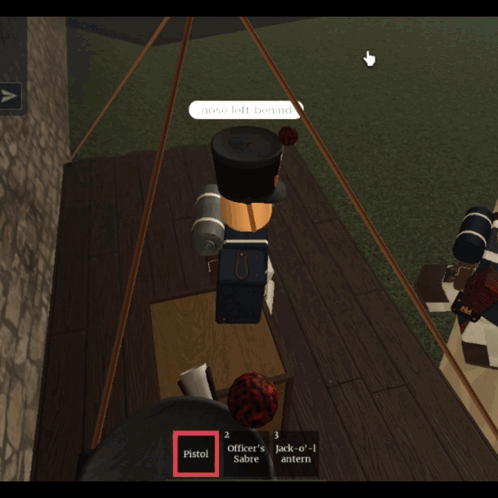 A Screenshot Of A Video Game Shows A Man Holding A Gun And Says " Nose Left Behind " At The Top GIF