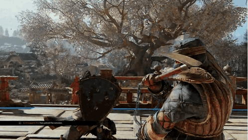 A Screenshot Of A Video Game Shows A Man Holding A Sword And A Shield GIF