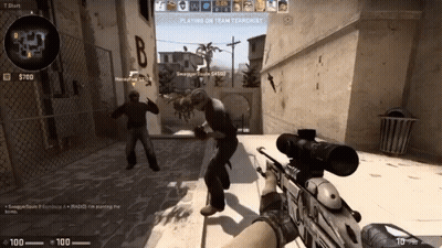 A Screenshot Of A Video Game Shows A Man With A Sniper Rifle GIF
