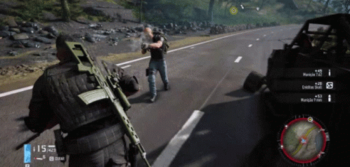 A Screenshot Of A Video Game Shows A Man With A Sniper Rifle GIF