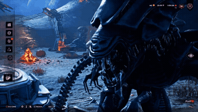 A Screenshot Of A Video Game Shows A Monster And The Play Button GIF