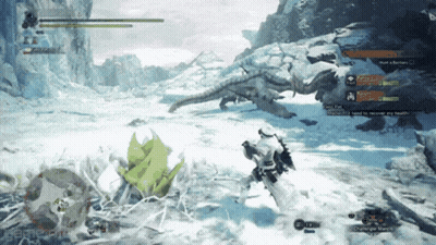 A Screenshot Of A Video Game Shows A Monster Being Attacked By A Person GIF
