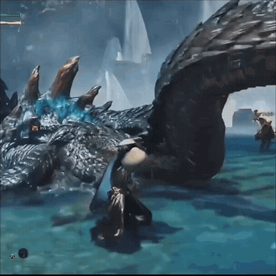 A Screenshot Of A Video Game Shows A Person Fighting A Giant Monster GIF