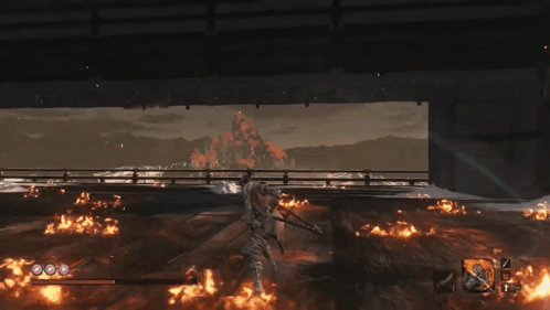A Screenshot Of A Video Game Shows A Person Holding A Sword In Front Of A Mountain GIF