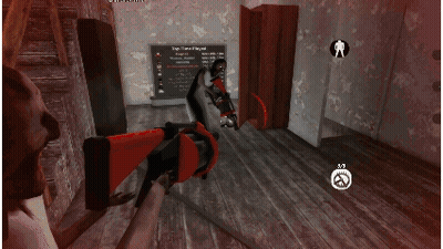 A Screenshot Of A Video Game Shows A Person Standing In A Hallway With A Red Light Behind Them GIF