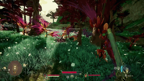 A Screenshot Of A Video Game Shows A Purple Plant With The Word Achieved On It GIF