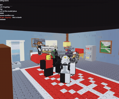 A Screenshot Of A Video Game Shows A Room With A Checkered Rug GIF