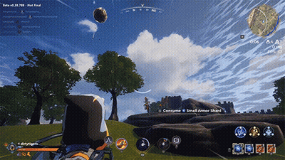 A Screenshot Of A Video Game Shows A Small Armor Shard Being Consumed GIF