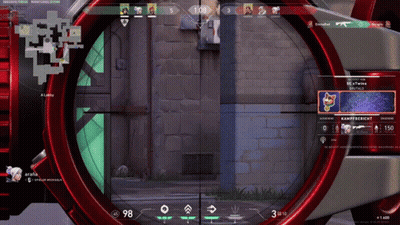 A Screenshot Of A Video Game Shows A Sniper Aiming At A Brick Wall GIF