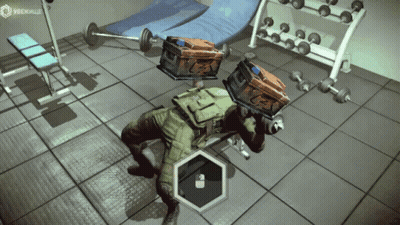 A Screenshot Of A Video Game Shows A Soldier Lifting Boxes GIF