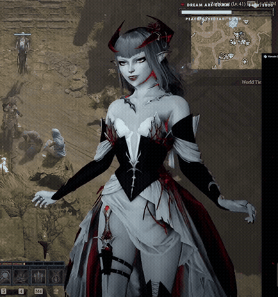 A Screenshot Of A Video Game Shows A Woman With Horns And A Sword GIF