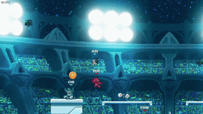 A Screenshot Of A Video Game Shows Ari And Chi Fighting Each Other GIF