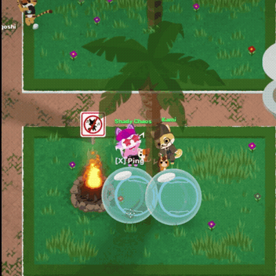 A Screenshot Of A Video Game Shows Two Cats And A Palm Tree GIF