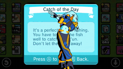 A Screenshot Of A Video Game That Says Catch Of The Day On The Top GIF