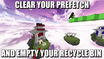 A Screenshot Of A Video Game That Says Clear Your Prefetch And Empty Your Recycle Bin GIF
