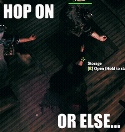 A Screenshot Of A Video Game That Says " Hop On Or Else " GIF