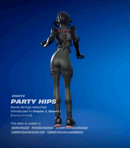 A Screenshot Of A Video Game That Says Party Hips Some Strings Attached Introduced In Chapter 2 Season 1 GIF